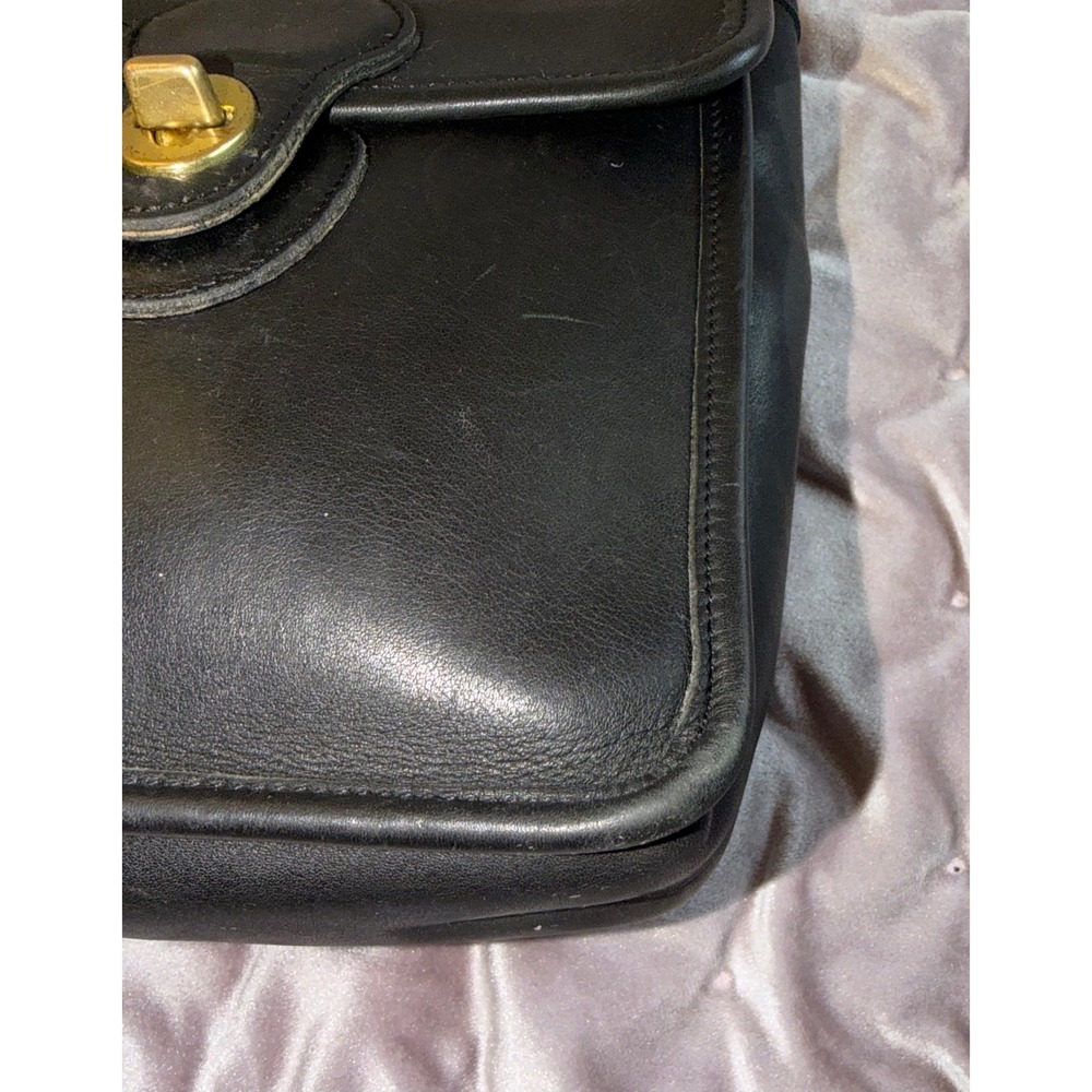 Vtg Coach Murphy Blk Leather Bag Crossbody Turnlock Brass Classic 9930 Mini - Picture 10 of 15